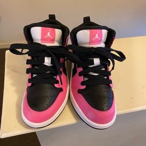 Pink black and white Jordan 1’s